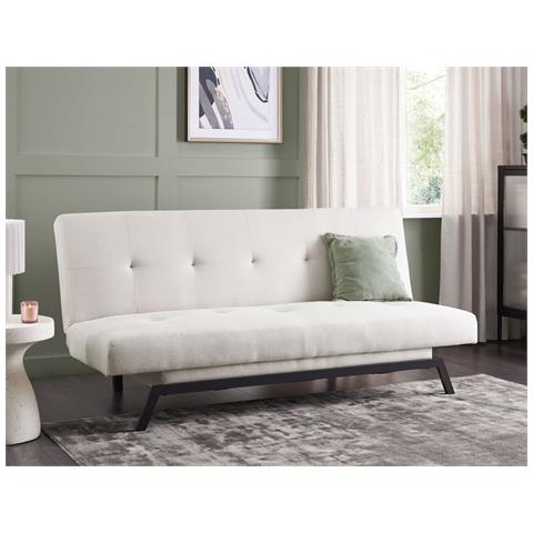 Divano Letto 3 Posti Leeds Tessuto Bianco - Foto 1