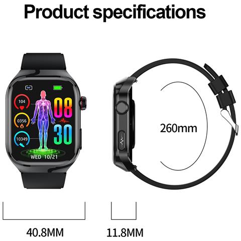 Orologio Intelligente, Ecg, Frequenza Cardiaca, Pressione Sanguigna, Sonno, Contapassi, Cinturino In Pelle Black - Foto 7