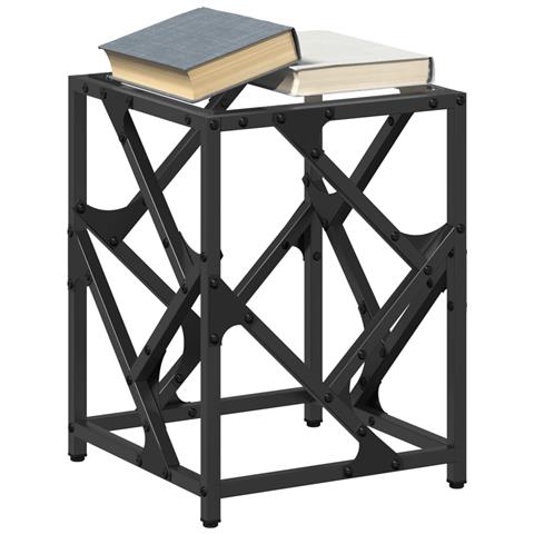 Tavolino Salotto Con Piano Vetro Trasparente 30x30x41cm Acciaio - Foto 2