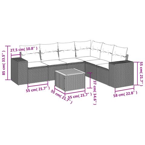 Set Divani Da Giardino 7 Pz Con Cuscini Beige In Polyrattan - Foto 3