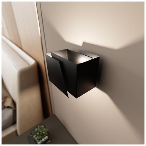 Applique Moderna 1 Luce Frost A Forma Geometrica In Acciaio Nero - Foto 6