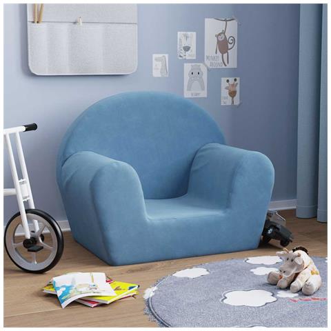 Divano Per Bambini Blu In Morbido Peluche - Foto 1