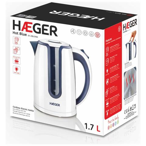 Bollitore elettrico EK-22B. 018A Capacita 1.7 L Potonza 2200 W Colore Bianco Blu - Foto 2