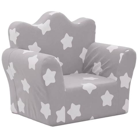 Divano per Bambini Grigio Chiaro con Stelle in Morbido Peluche - Foto 1