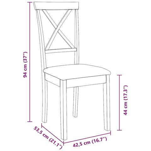 Sedie da Pranzo con Cuscini 2 pz in Legno Massello di Hevea - Foto 2