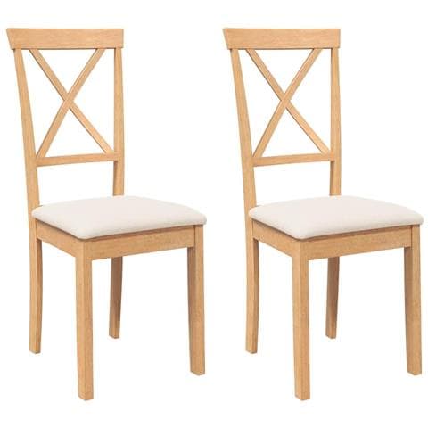 Sedie da Pranzo con Cuscini 2 pz in Legno Massello di Hevea - Foto 1