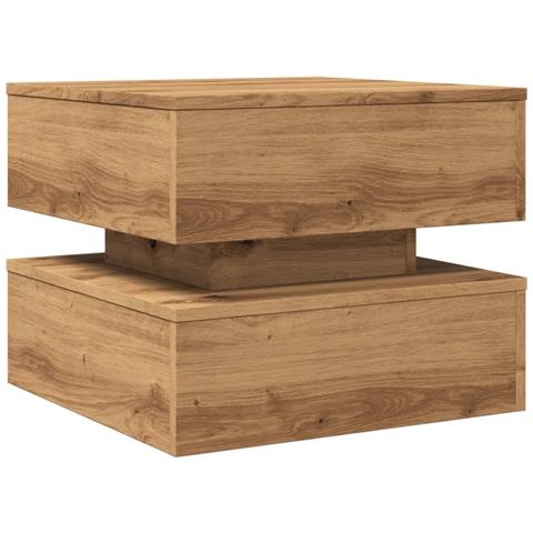 Tavolino Da Salotto Con Luci Led Rovere Artigianale 50x50x40 Cm - Foto 3
