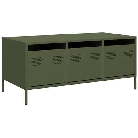 Tavolino Verde Oliva 101,5x50x43,5 Cm Acciaio Laminato A Freddo - Foto 2