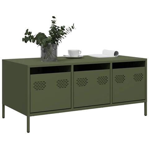 Tavolino Verde Oliva 101,5x50x43,5 Cm Acciaio Laminato A Freddo - Foto 3