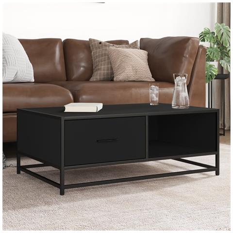 Tavolino Salotto Nero 90x57x35 Cm In Truciolato E Metallo - Foto 1