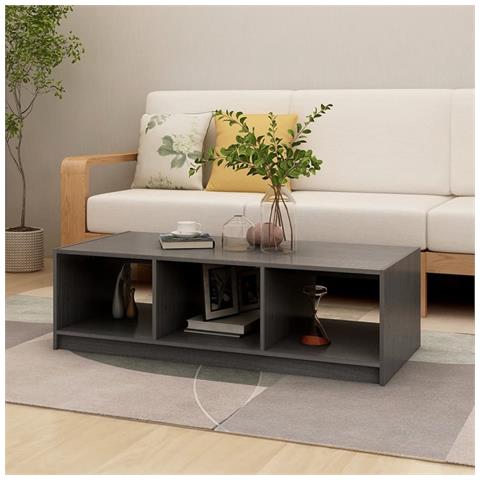 Lusso Casadino - Tavolino Da Salotto Grigio 110x50x34 Cm Legno Massello Di Pino - Foto 8