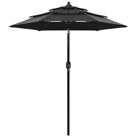 Lusso Casadino -  Ombrellone A Sbalzo 3 Livelli Palo Alluminio 2 M Nero - Foto 2