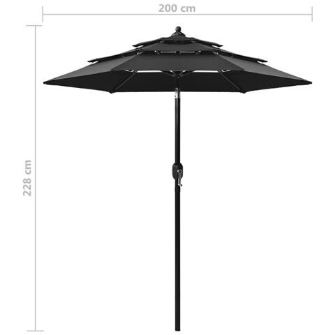 Lusso Casadino -  Ombrellone A Sbalzo 3 Livelli Palo Alluminio 2 M Nero - Foto 8