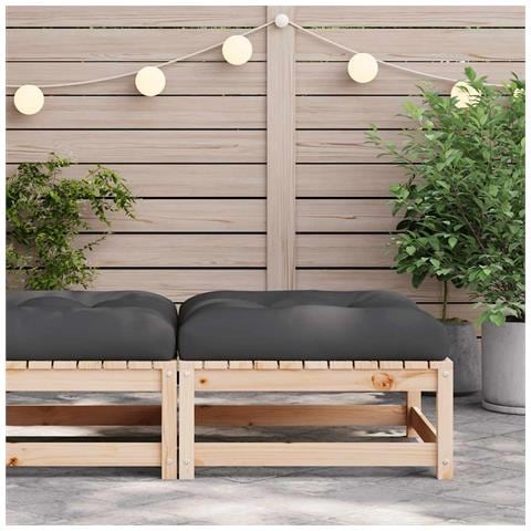 Poggiapiedi Da Giardino Con Cuscino In Legno Massello Di Pino - Foto 2