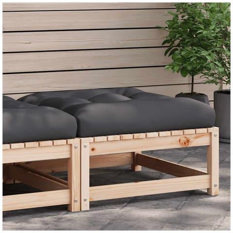 Poggiapiedi Da Giardino Con Cuscino In Legno Massello Di Pino - Foto 8