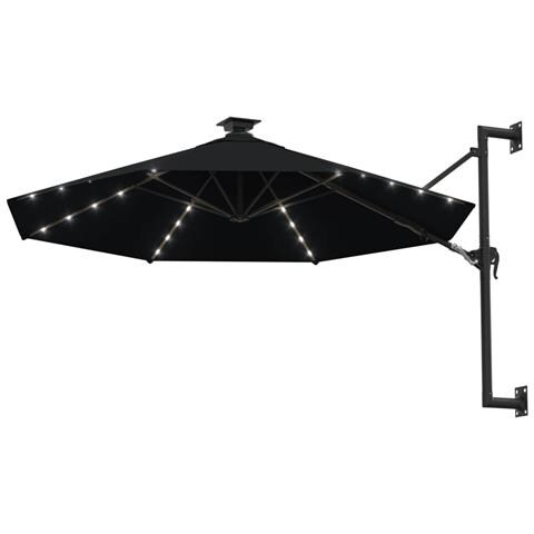 Ombrellone Da Giardino A Parete Con Led 300 Cm Nero - Foto 1