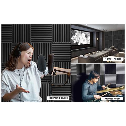 Pannelli In Schiuma Fonoassorbente Black L Confezione Da 24 Pezzi - Foto 6