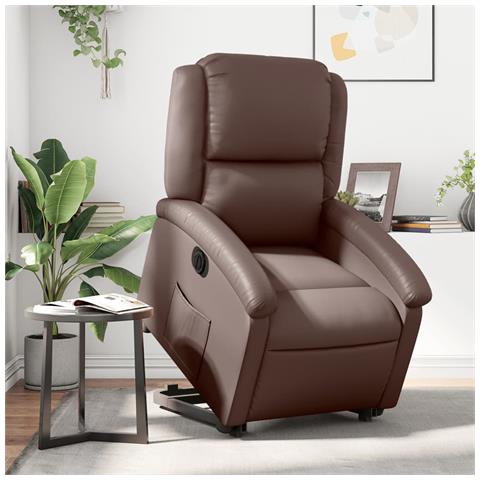 Poltrona Alzapersona Reclinabile Marrone in Similpelle - Foto 2
