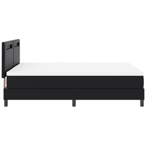 Letto con rete a molle e materasso nero 140x190 cm in pelle sintetica - Foto 9