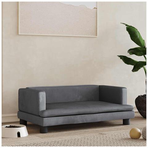 Lettino per Cani Grigio Scuro 80x45x30 cm in Velluto - Foto 2