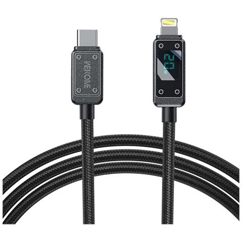 Cavo Usb-c Lightning 20w 1m Serie Vanguard Display Led Ultra Veloce, Nero - Foto 2