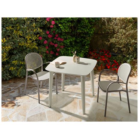 Tavolo Da Pranzo Da Giardino Sorico 86 Cm 86 Cm Beige Chiaro - Foto 1