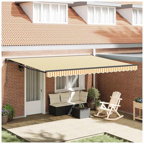 Tenda Retrattile Arancione e bianco 450x300 cm Tessuto - Foto 2