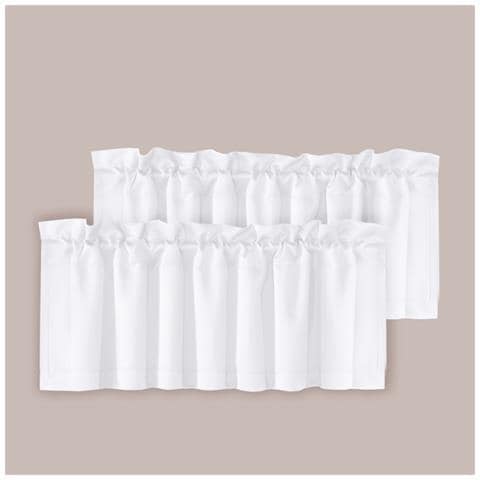 Set Di 2 Tende Oscuranti In Poliestere - Tende Corte Per Camera Da Letto, Soggiorno White - Foto 2