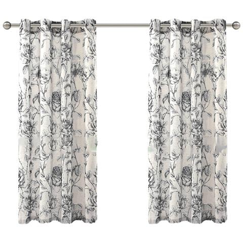Set Di 2 Tende A Occhielli Con Stampa Effetto Lino - Semi-oscuranti, Design Moderno Xl - Foto 1