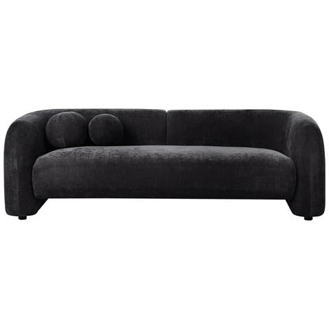 Divano 3 Posti Leiren Ciniglia Nero - Foto 2