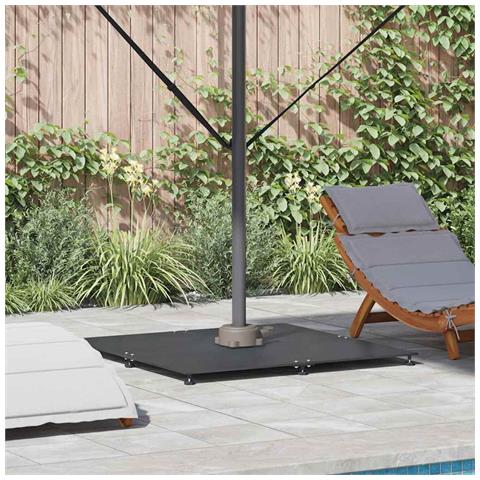 Base per ombrellone Grigio scuro 100 x 100 x 4 cm Acciaio - Foto 2