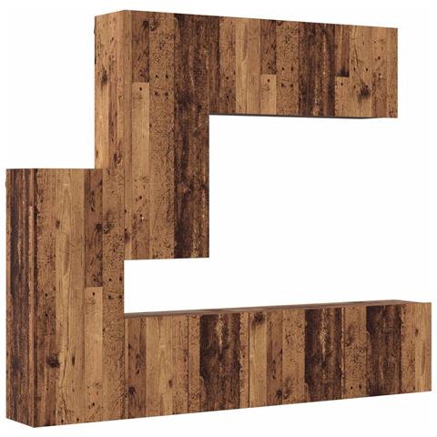 Unità TV da Parete 5 pcs Legno vecchio Legno multistrato - Foto 1
