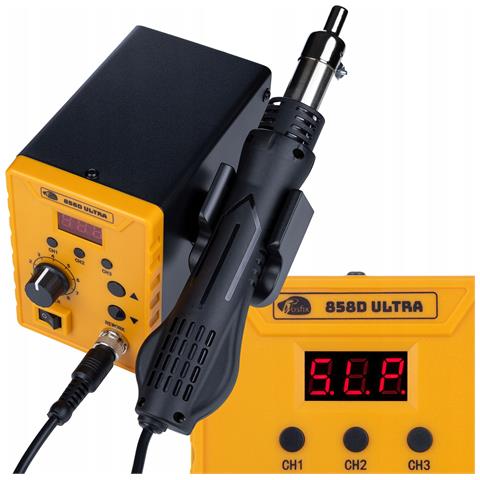 Stazione Saldante Hot Air 700w 858d Ultra - Regolazione Temperatura 100-500°c | 3 Memorie | Set Con Saldatore 80w E Tappetino 500°c - Foto 8