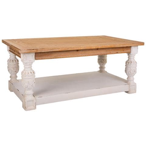 Tavolino In Legno Intagliato Marrone 120x70x50h - Foto 1