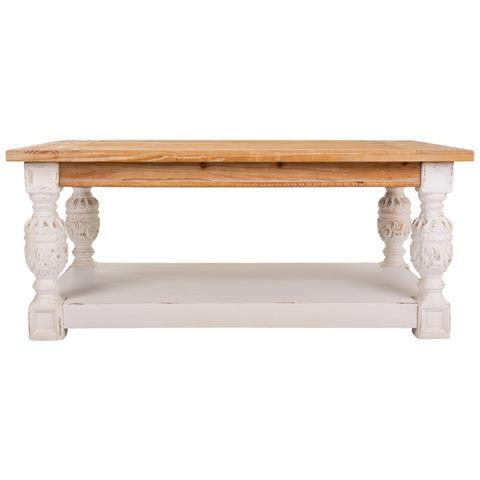 Tavolino In Legno Intagliato Marrone 120x70x50h - Foto 2