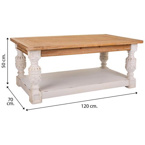 Tavolino In Legno Intagliato Marrone 120x70x50h - Foto 7