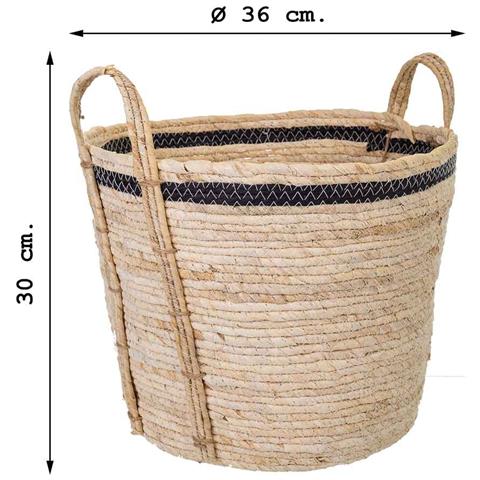 Navicella In Fibra Naturale Marrone 36x36x30h - Foto 6