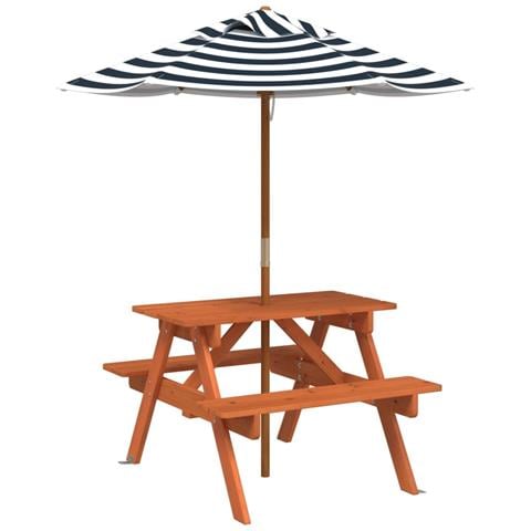 Tavolo da Picnic per 4 Bambini con Ombrellone Legno di Abete - Foto 1