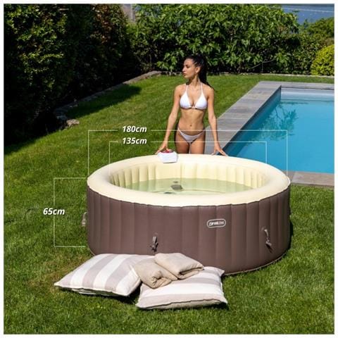 Spa Pool Tonda Pompa Integrata 1800Wt Scalda Acqua Fino 40? 120 Getti Telo Copertura Telo Protezione A Terra 2 Cartucce Filtro Sistema Sicurezza Chiusura Copertura 800 Litri 180*65 Cm - Foto 2