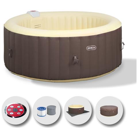 Spa Pool Tonda Pompa Integrata 1800Wt Scalda Acqua Fino 40? 120 Getti Telo Copertura Telo Protezione A Terra 2 Cartucce Filtro Sistema Sicurezza Chiusura Copertura 800 Litri 180*65 Cm - Foto 1