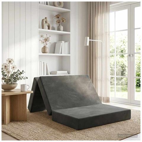 Divano Letto Pieghevole 80 x 67 x 45 cm Grigio Scuro - Foto 2