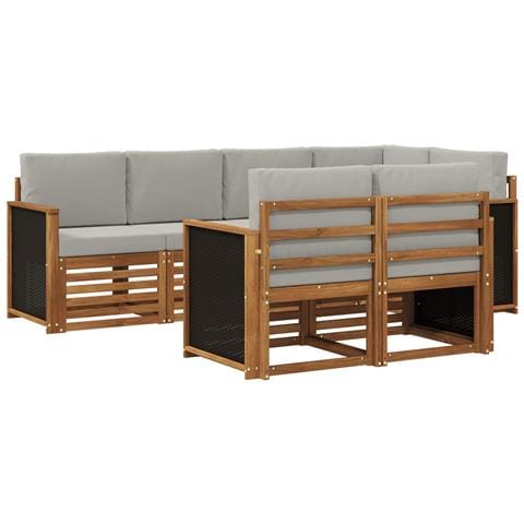 Set divano sezionale con cuscino 6 pcs Naturale e Grigio Chiaro - Foto 1