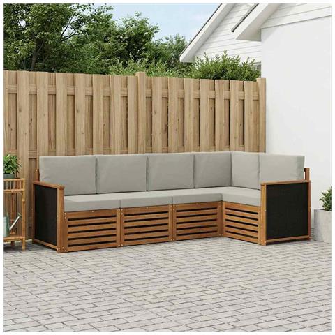Set divano sezionale con cuscino 6 pcs Naturale e Grigio Chiaro - Foto 2
