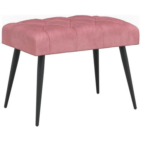 Panchina con bottoni imbottiti Rosa 60 x 40 x 45 cm Velluto - Foto 1