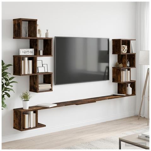 Mensola per TV da muro Rovere Fumo 200 x 15 x 94 cm - Foto 2
