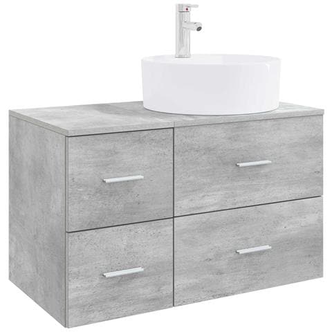 Set di mobili per il bagno 2 pz Grigio Cemento - Foto 1