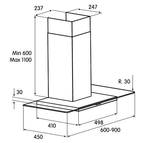 Cappa a Parete SEMPIONE IX /A / 90 Aspirante 90 cm Colore Inox / Vetro - Foto 2