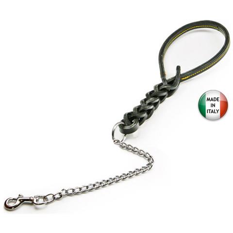 Guinzaglio in cuoio 60 cm tripla treccia con catena colori assortiti - Foto 2