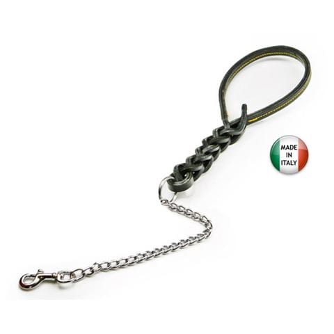 Guinzaglio in cuoio 60 cm tripla treccia con catena colori assortiti - Foto 1