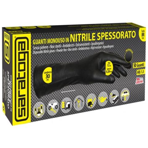 50 Guanti Lunghi Monouso In Nitrile Spessorato, L - Foto 1